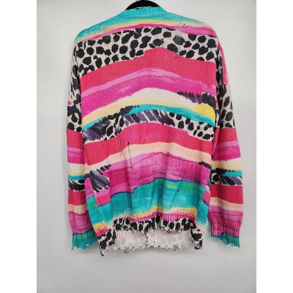 NWOT R13 Distressed Stripe Edge Oversize Cardigan Sweater Size XS Multi #2E405 - Picture 7 of 13